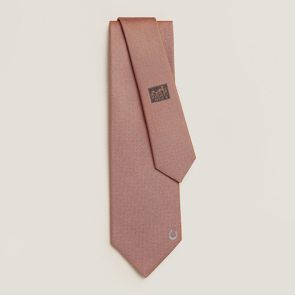 Cravate Hermès Vintage Fers à Cheval Consécutifs - Soie 100% - Bleu - Années 80 - Occasion Très Bon état